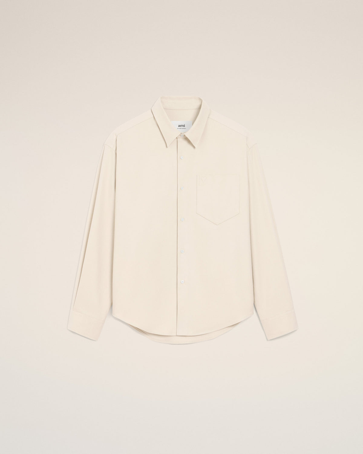Beige Cotton Embossed Ami De Coeur Boxy Shirt