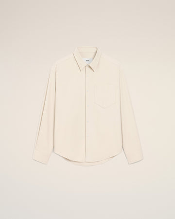Beige Cotton Embossed Ami De Coeur Boxy Shirt