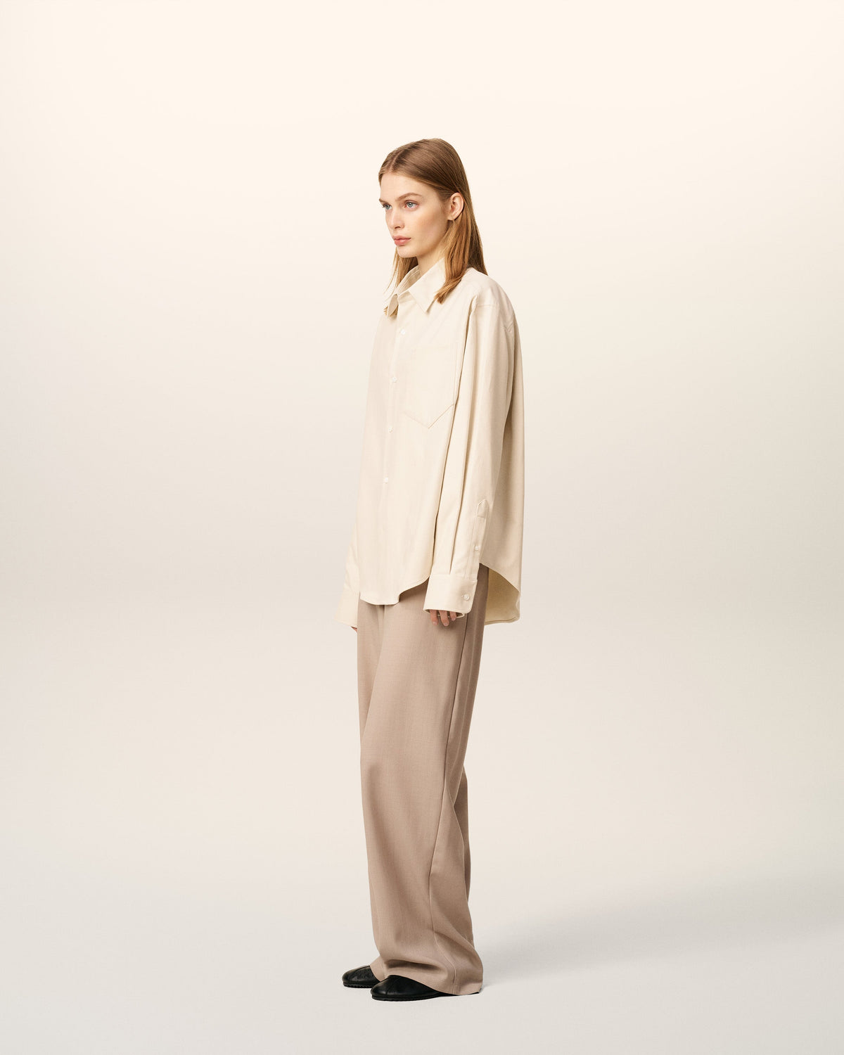 Beige Cotton Embossed Ami De Coeur Boxy Shirt
