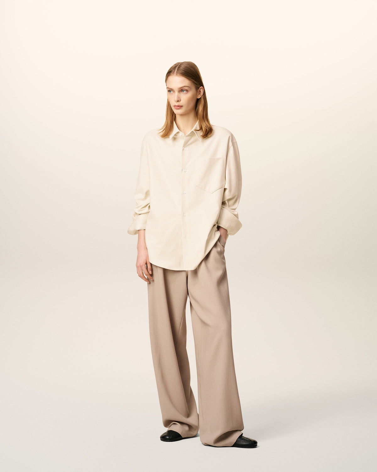 Beige Cotton Embossed Ami De Coeur Boxy Shirt