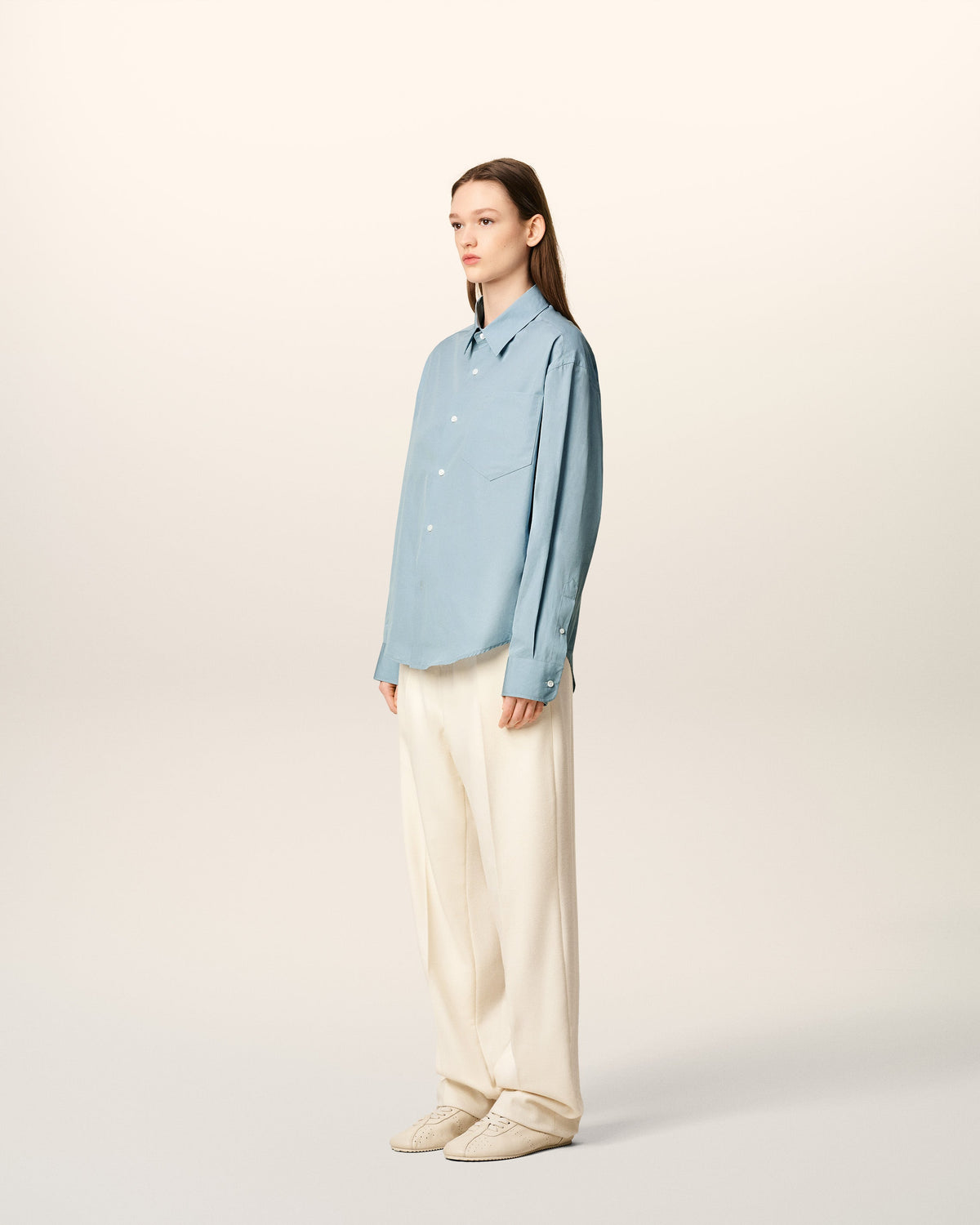 Blue Cotton Embossed Ami De Coeur Boxy Shirt
