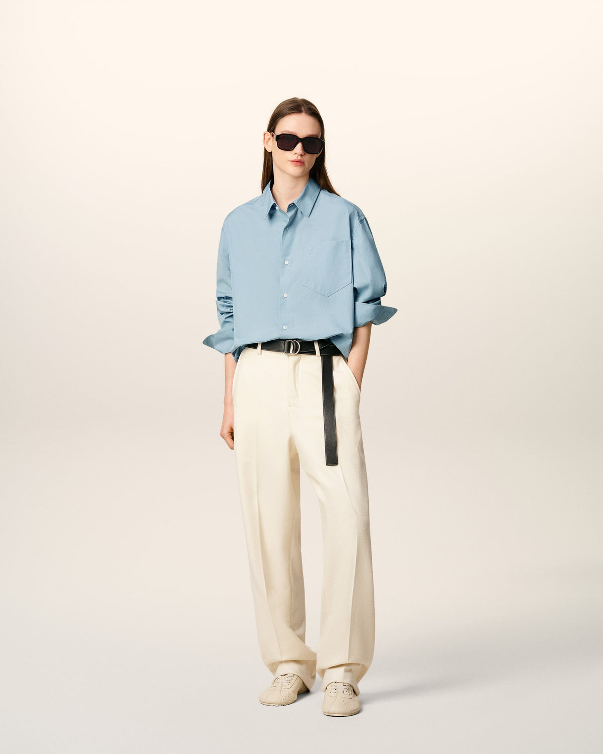 Blue Cotton Embossed Ami De Coeur Boxy Shirt