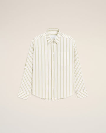 White Striped Cotton Ami De Coeur Boxy Shirt