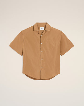 Brown Taffetass Short Sleeved Boxy Shirt