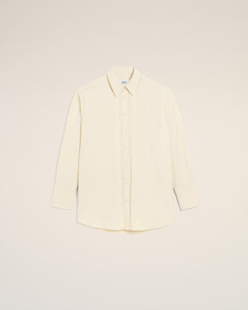 White Cotton Raw Edged Stitching Oversized Shirt