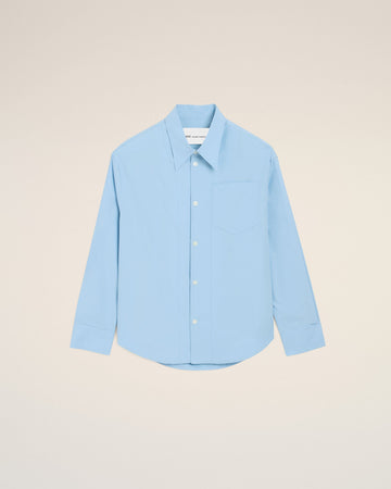 Blue Cotton Sharp Collar Ami De Coeur Wide Shirt