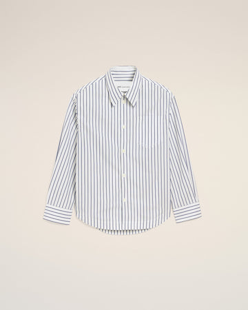 White Striped Cotton Ami De Coeur Wide Shirt