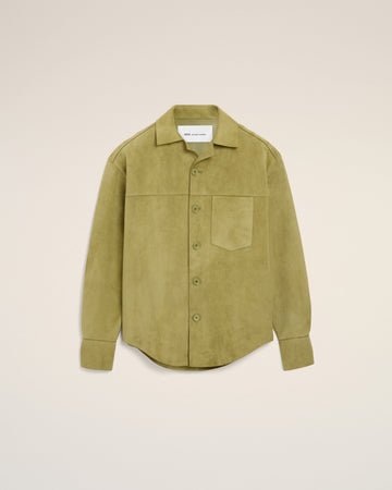 Green Goat Leather Buttoned Overshirt