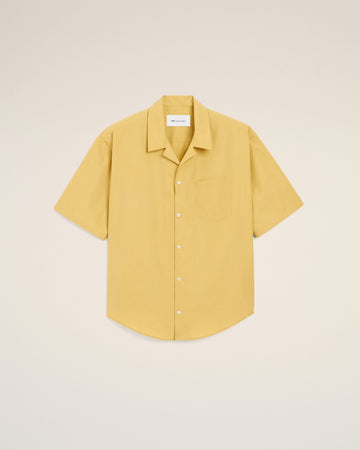 Yellow Cotton Short Sleeve Camp Collar Boxy Shirt