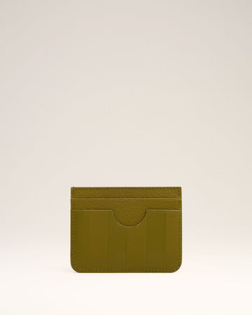 Khaki Leather Midi Card Holder