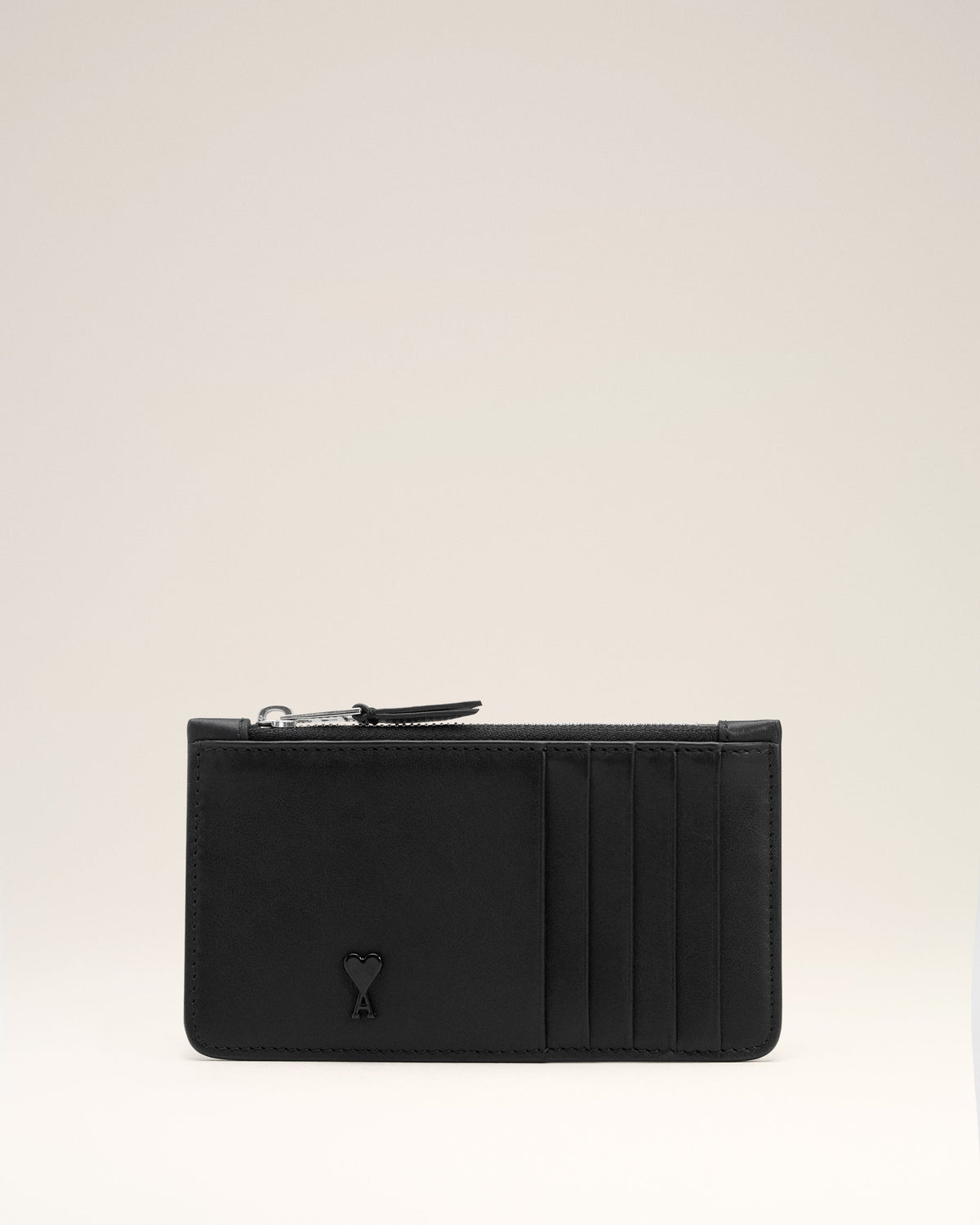 Black Smooth Leather Ami De Coeur Zipped Card Holder