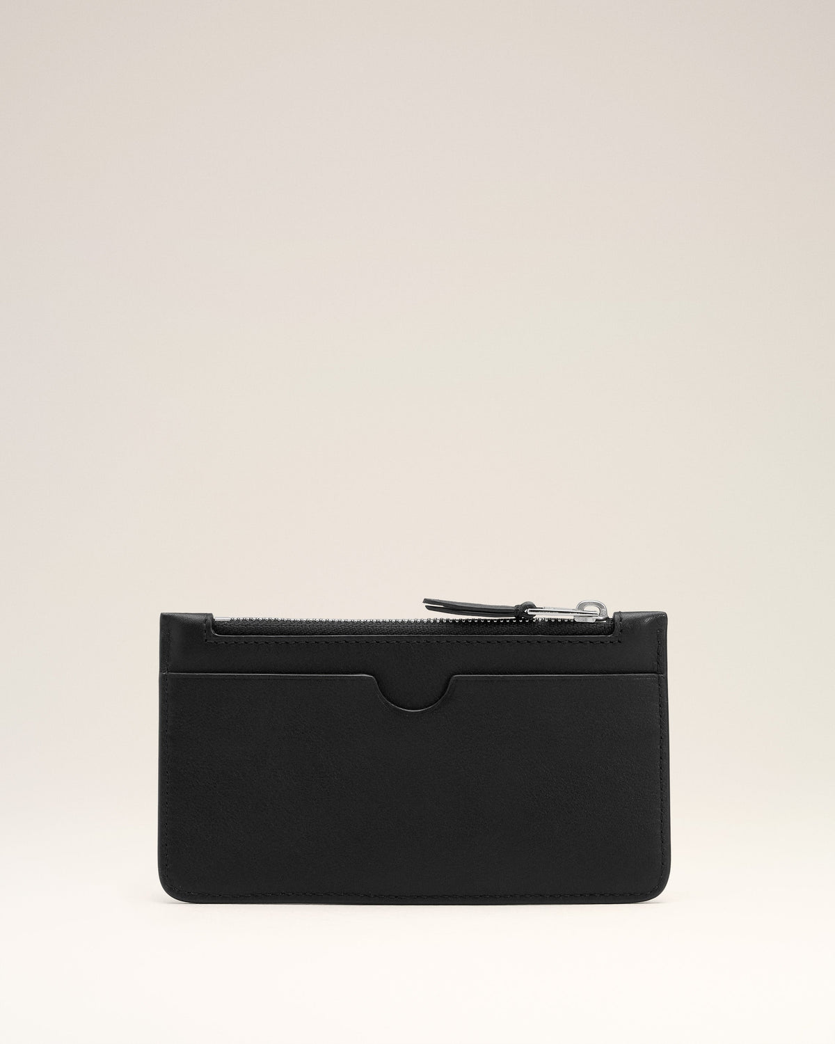 Black Smooth Leather Ami De Coeur Zipped Card Holder