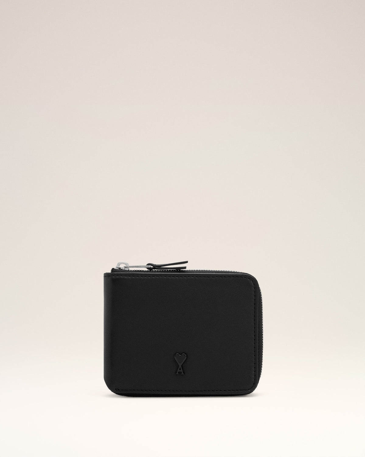 Black Smooth Leather Ami De Coeur Compact Wallet