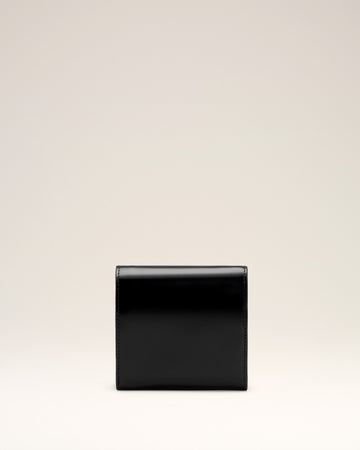 Black Glazed Leather Paris Paris Compact Wallet