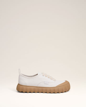 White Cotton Low Top Tempo Canvas Sneakers