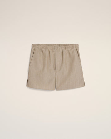 Beige Wool Elasticated Short