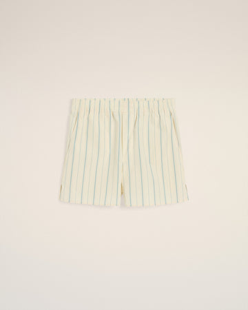 Beige Cotton Striped Short