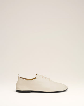 Beige Leather One Cut Shoes