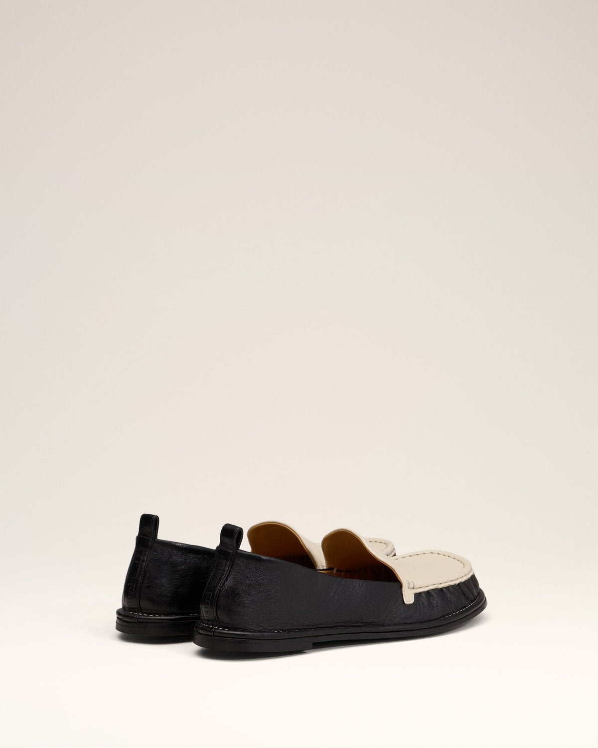 Black Leather Midi Loafers