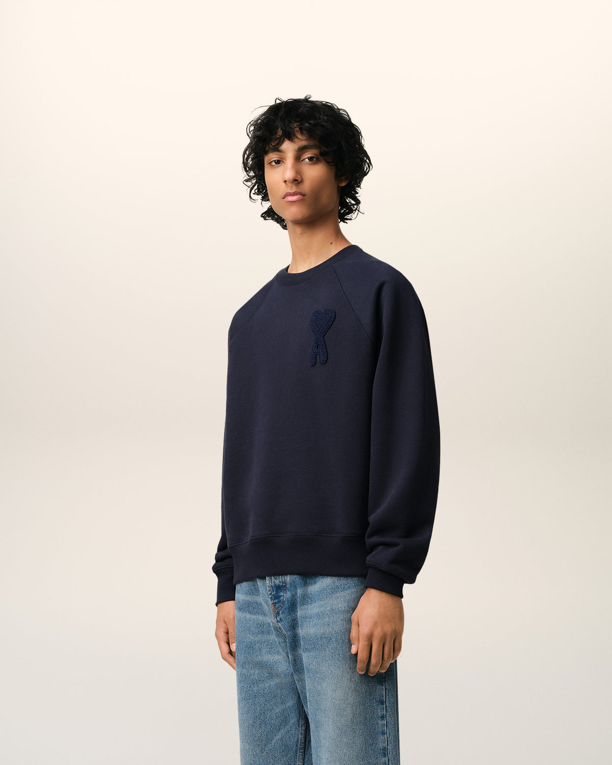 Navy Cotton Ami de Coeur Patch Sweatshirt