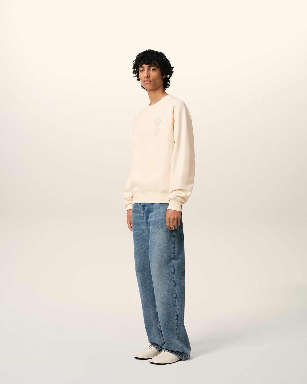 Beige Cotton Ami de Coeur Patch Sweatshirt