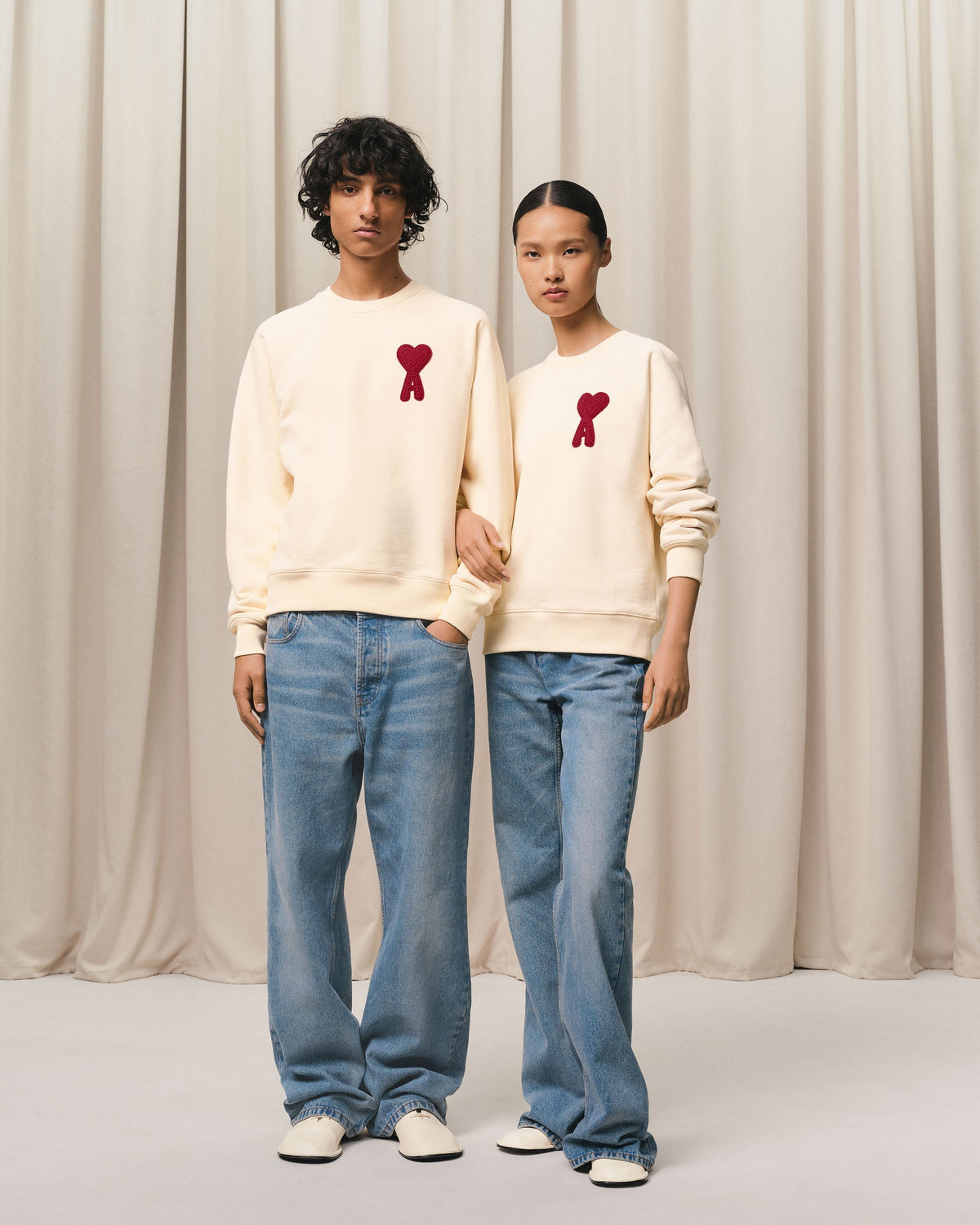 Beige Cotton Ami de Coeur Patch Sweatshirt