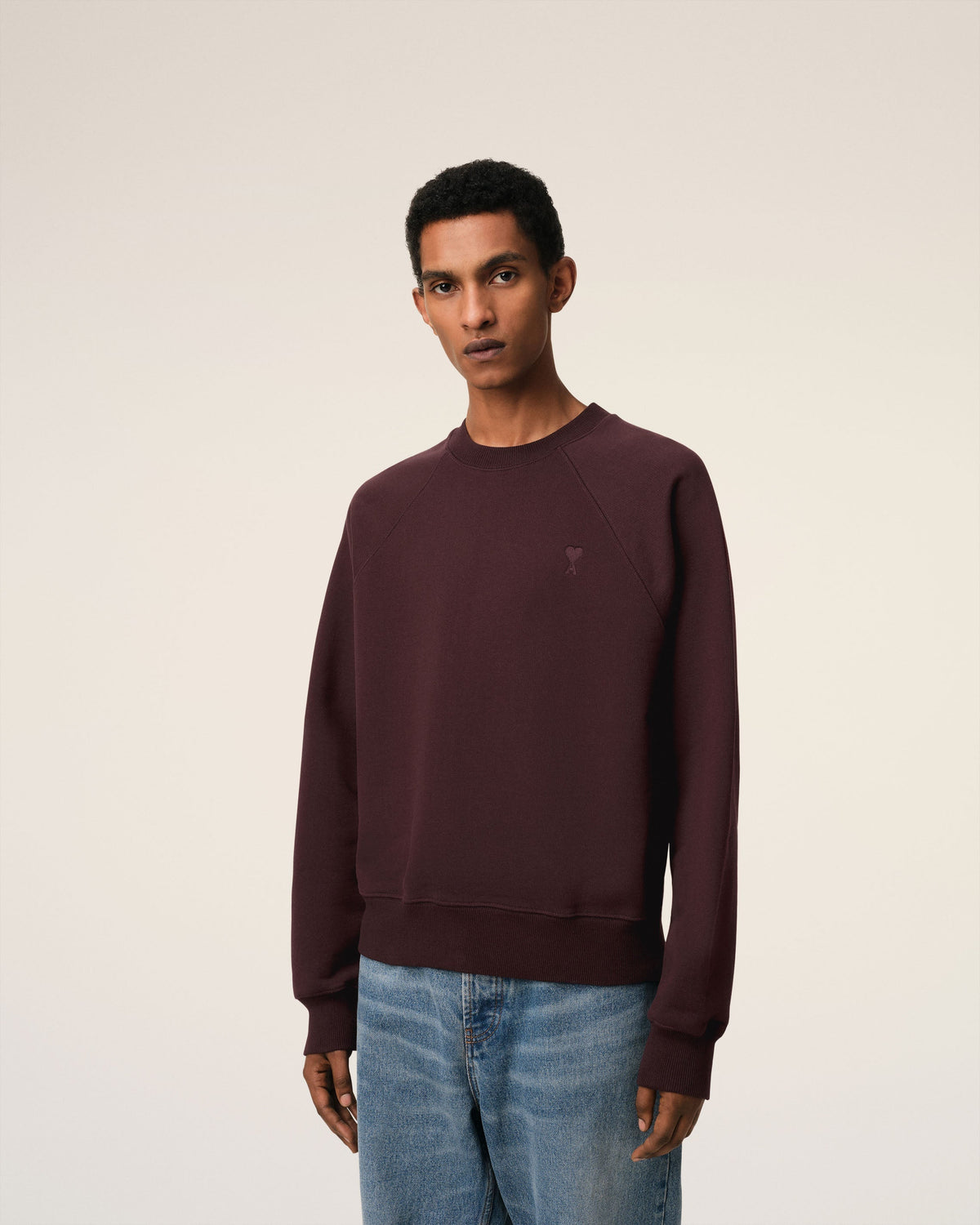 Burgundy Cotton Tonal Ami de Coeur Sweatshirt