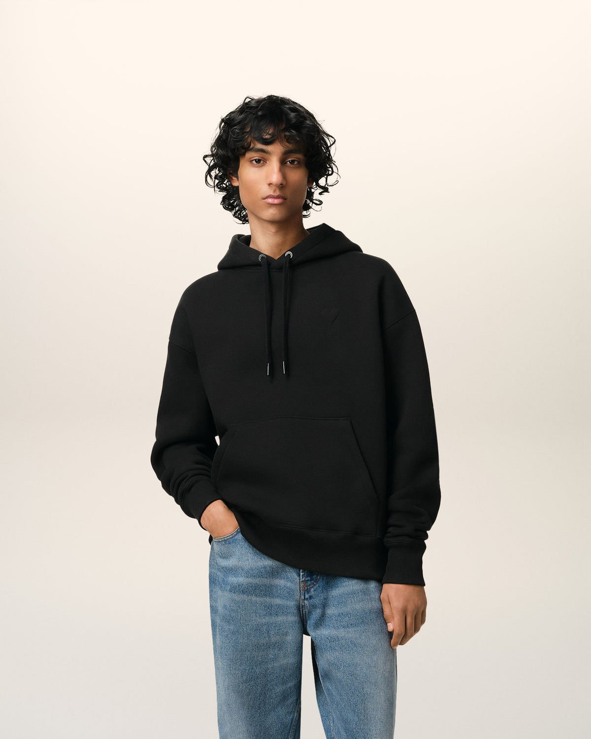 Black Cotton Ami de Coeur Hoodie