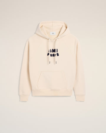 Beige Cotton Hoodie With Ami Paris Patch