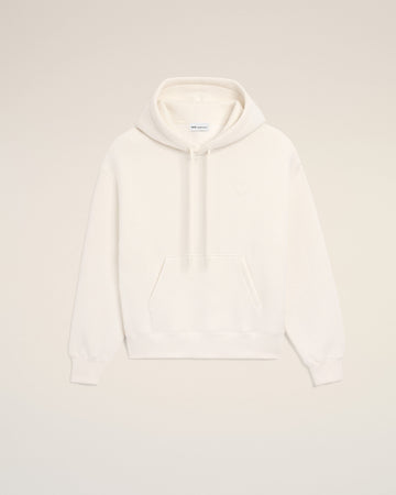 White Cotton Embossed Ami De Coeur Hoodie
