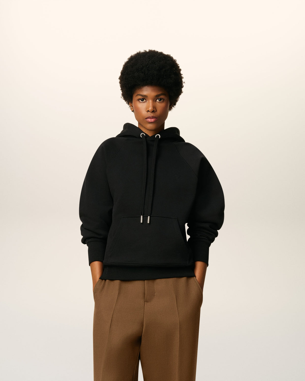 Black Cotton Ami De Coeur Hoodie