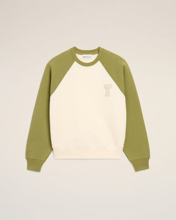 White And Green Cotton Knitted Ami De Coeur Sweatshirt