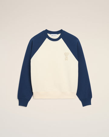 White And Blue Cotton Knitted Ami De Coeur Sweatshirt