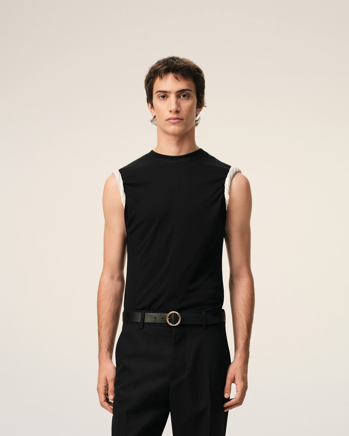 Black Jersey Sleeveless Fitted Top