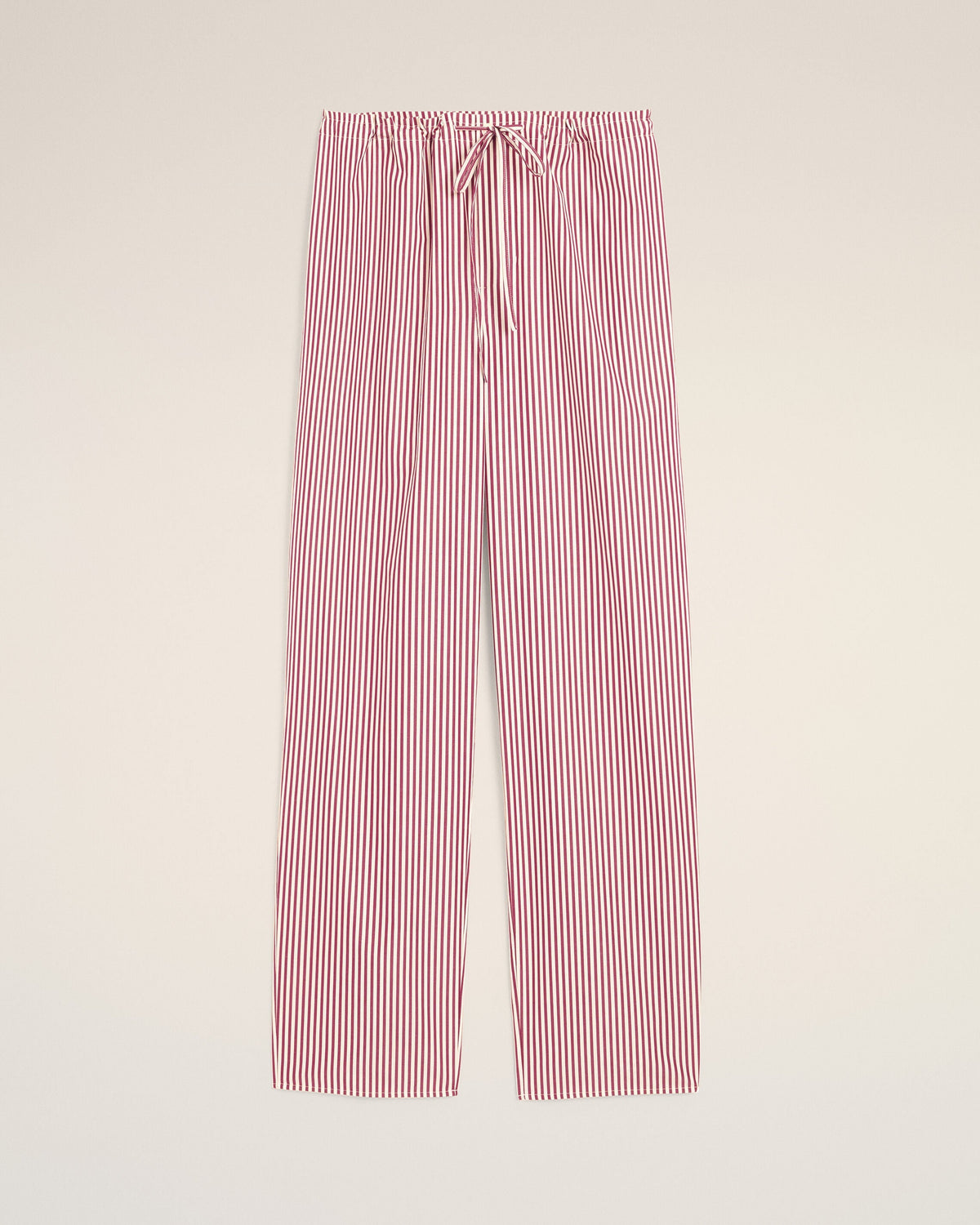 White elasticated-waist striped cotton trousers