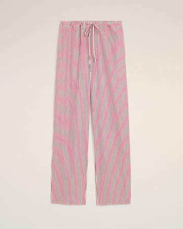 White elasticated-waist striped cotton trousers