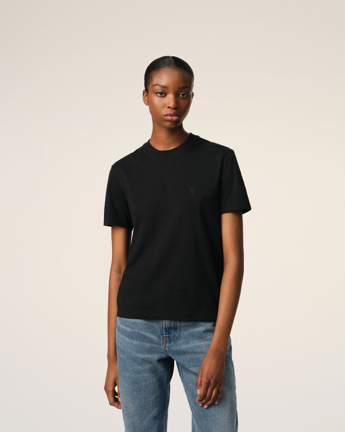 Black Cotton Ami de Coeur T-shirt