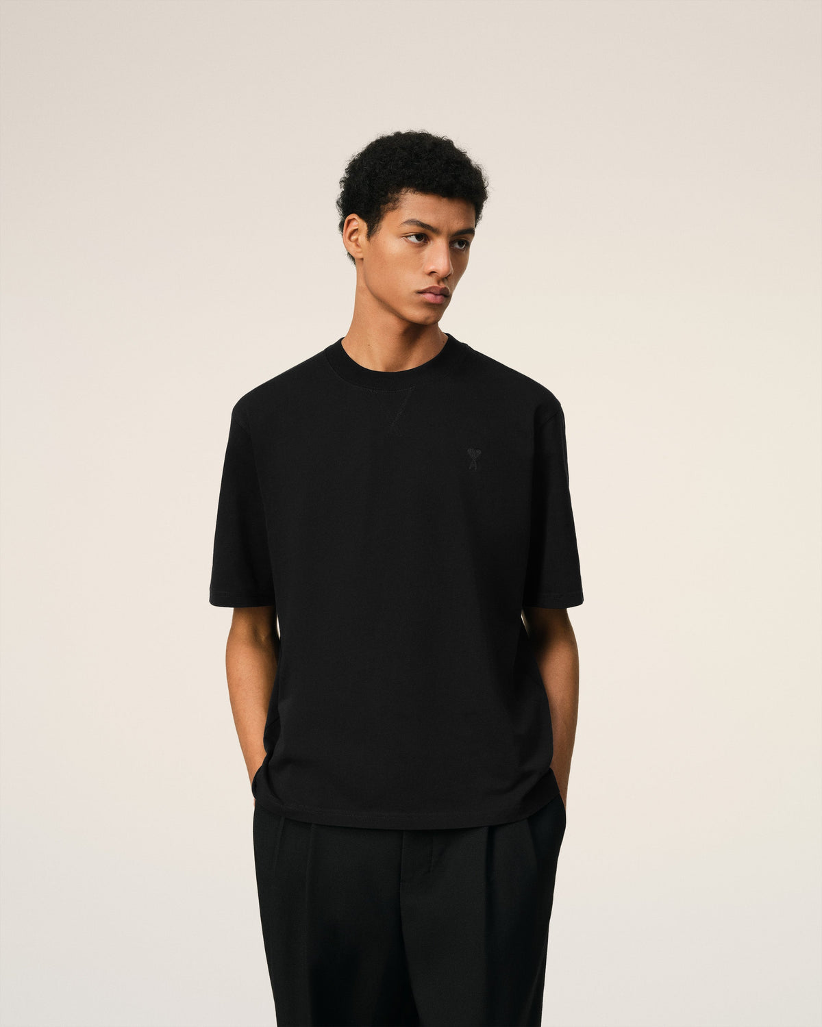 Black Cotton Ami de Coeur T-shirt