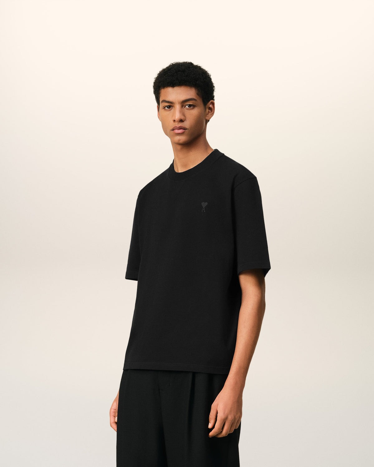 Black Cotton Ami de Coeur T-shirt