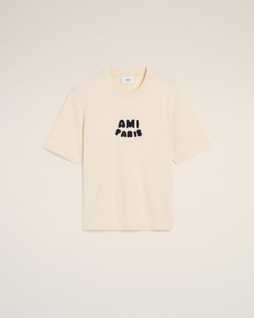 Beige Cotton Ami Paris Patch T-Shirt