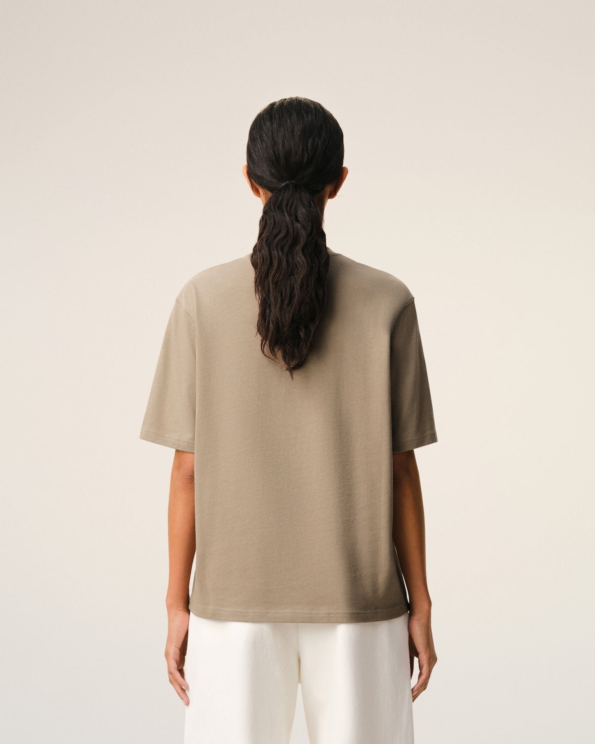 Beige Cotton Embossed Ami De Coeur T-shirt