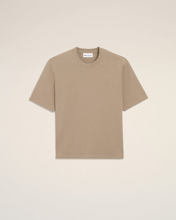 Beige Cotton Embossed Ami De Coeur T-shirt