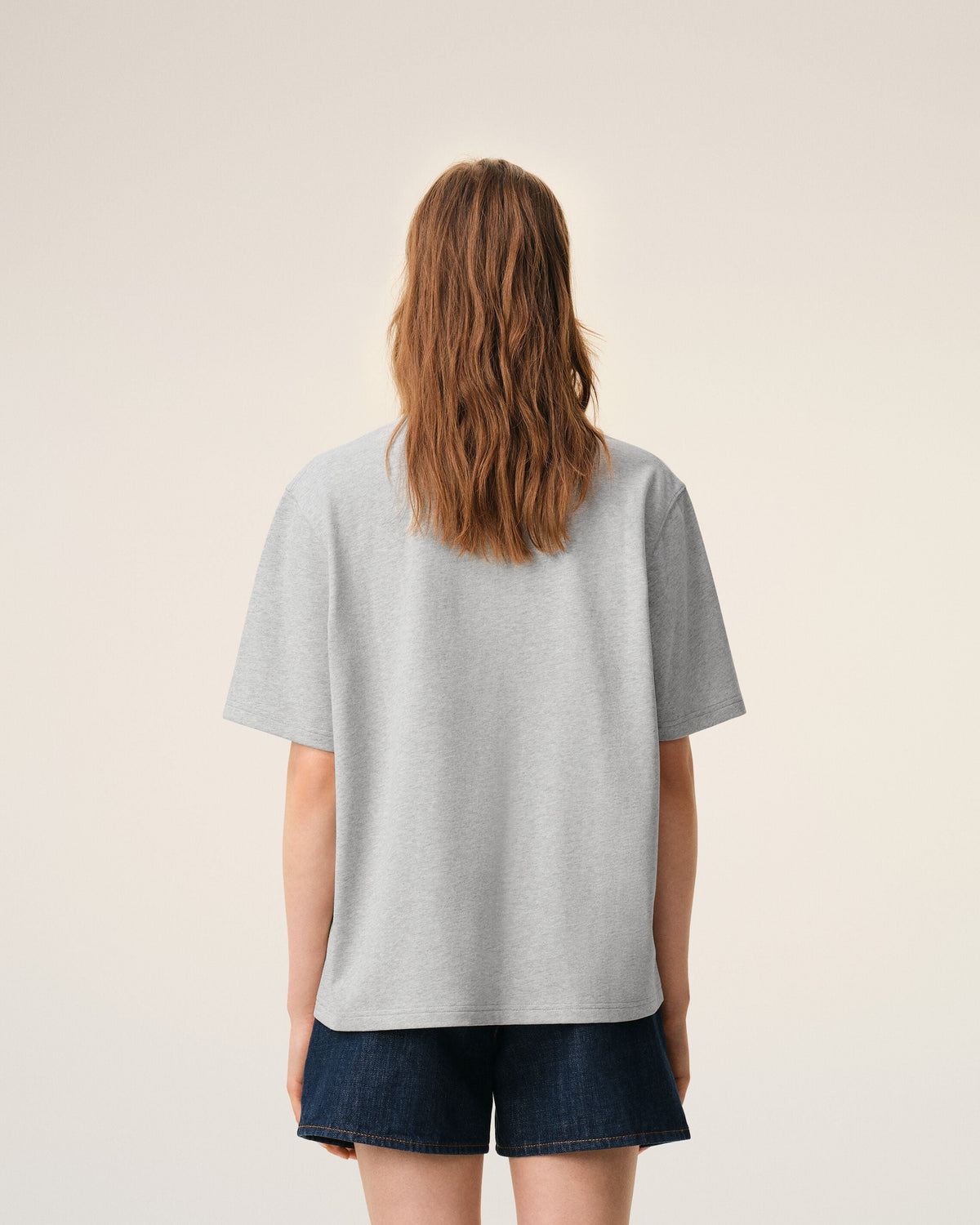 Grey Cotton Ami De Coeur Embossed T-shirt