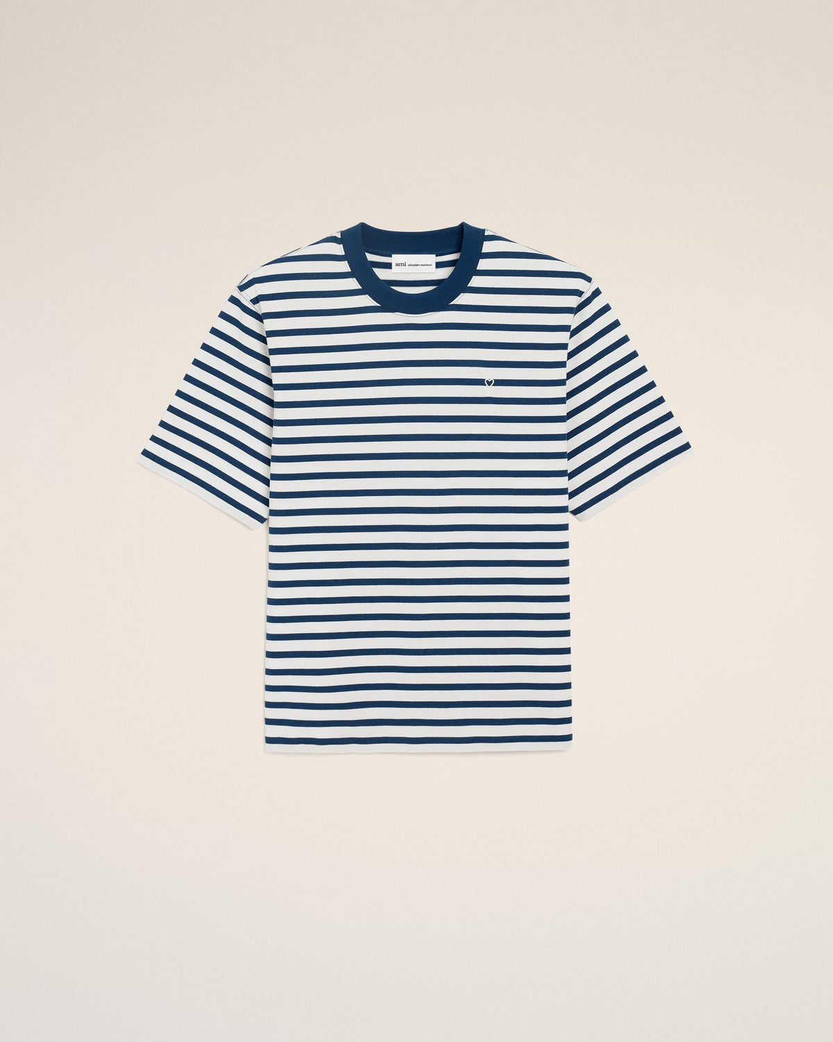 Blue Cotton Boxy Fit Mariniere Ami De Coeur T-shirt