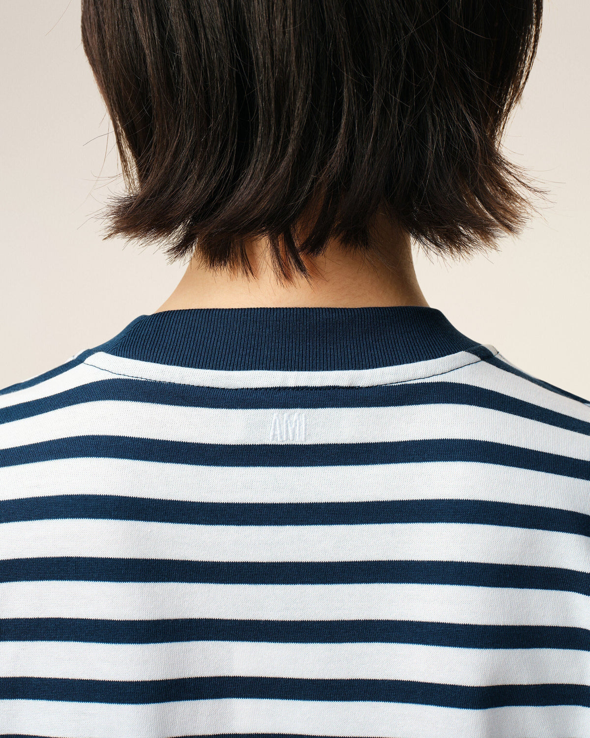 Blue Cotton Boxy Fit Mariniere Ami De Coeur T-shirt