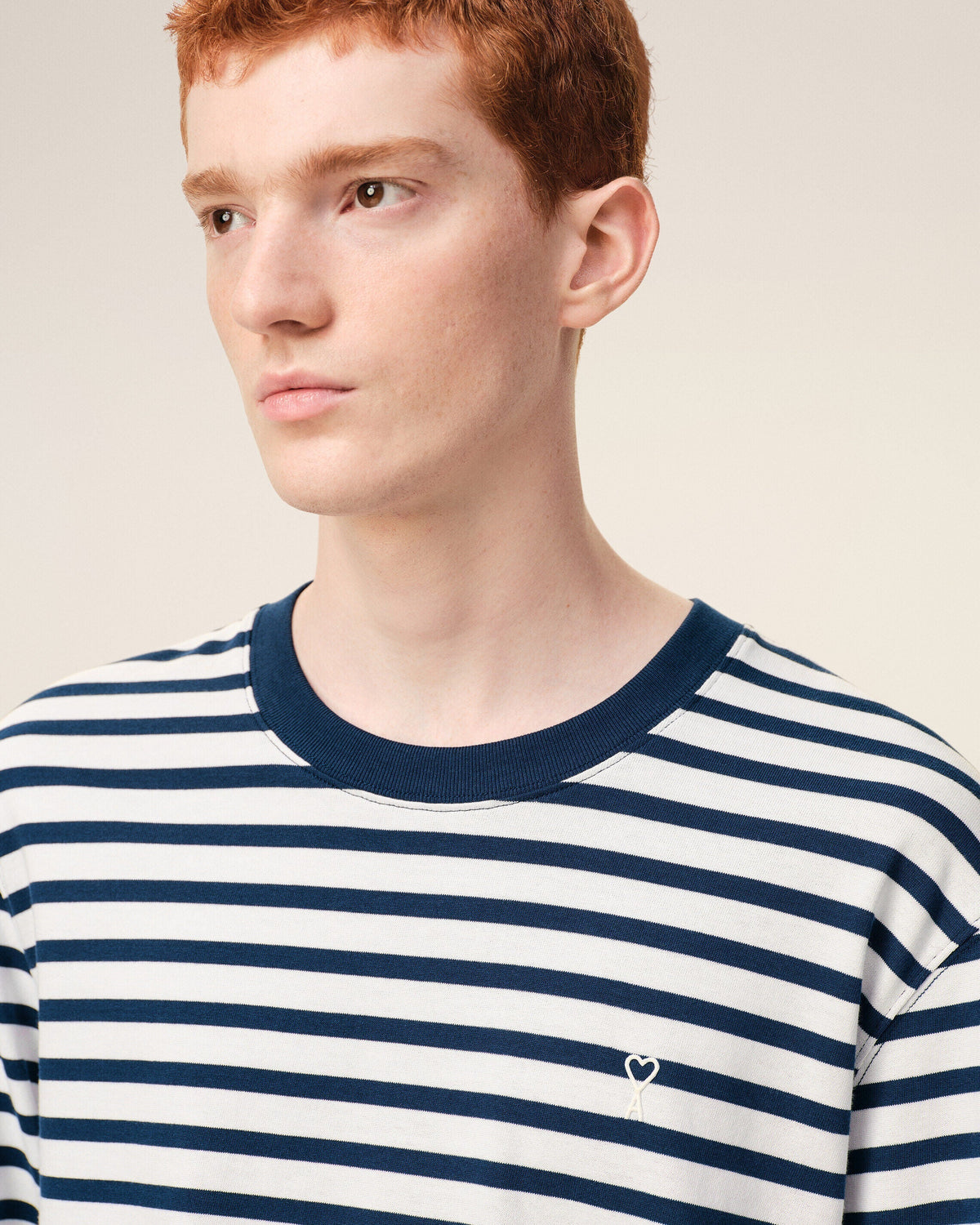Blue Cotton Long Sleeves Mariniere Ami De Coeur T-shirt