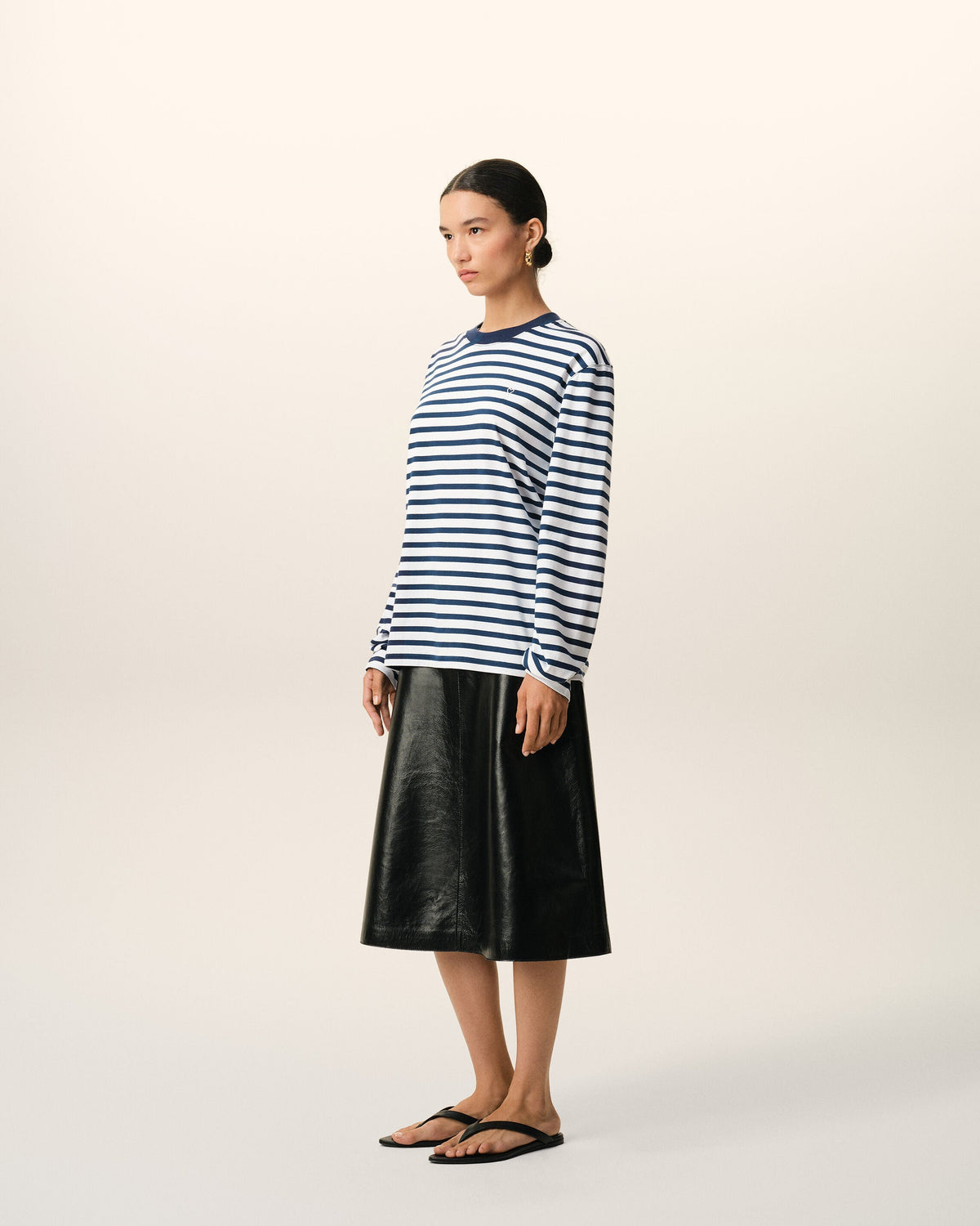 Blue Cotton Long Sleeves Mariniere Ami De Coeur T-shirt