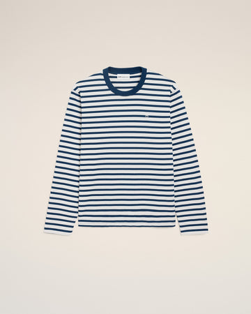 Blue Cotton Long Sleeves Mariniere Ami De Coeur T-shirt