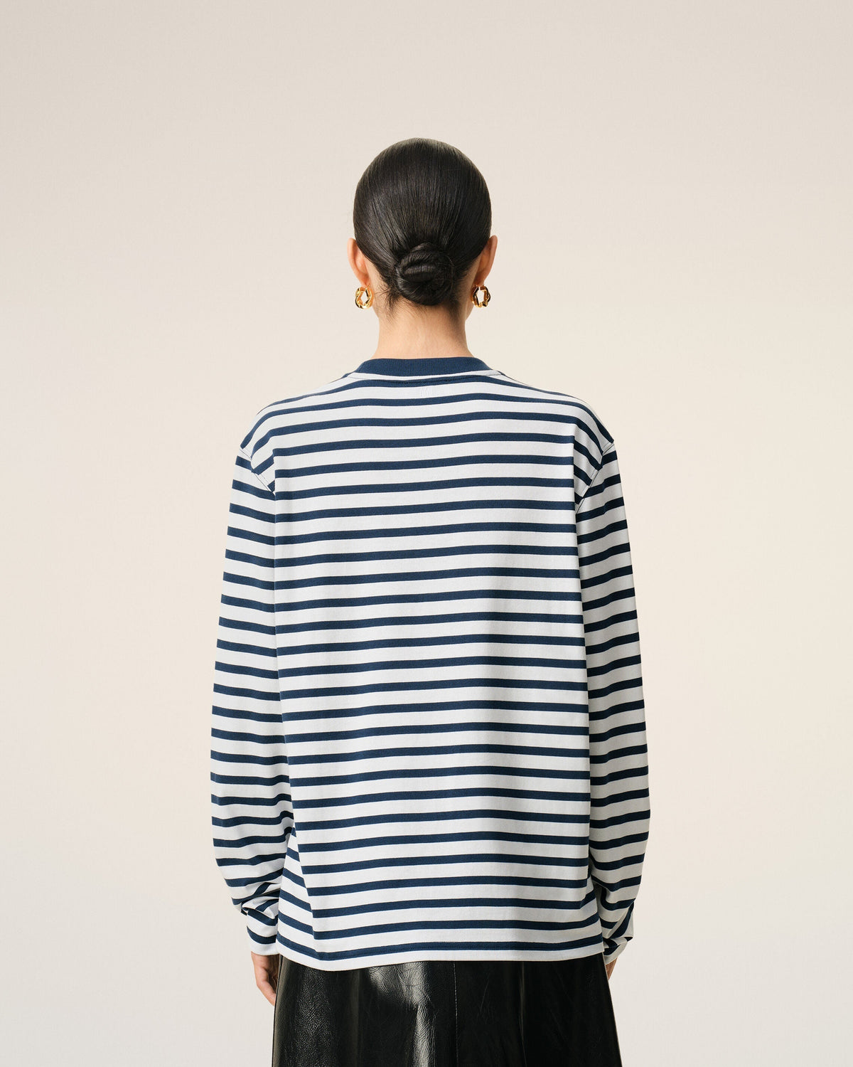 Blue Cotton Long Sleeves Mariniere Ami De Coeur T-shirt