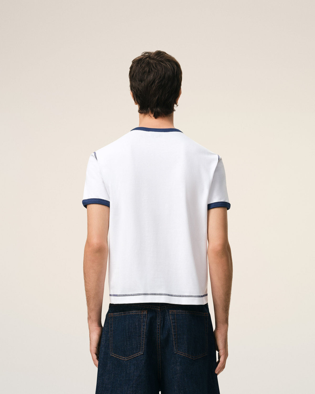 White Cotton Ami De Coeur Knitted Patch T-shirt